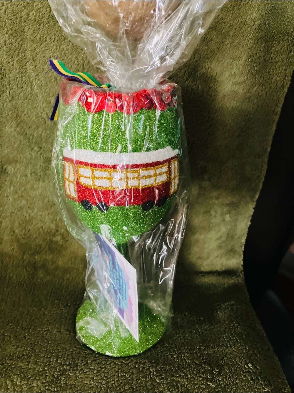 NWT Custom Krewe of Cleopatra 2026 Glitter Wine Glass Streetcar